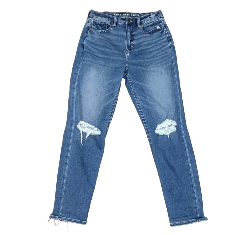 American Eagle Soft Knit Mom Jeans Distressed Jeans